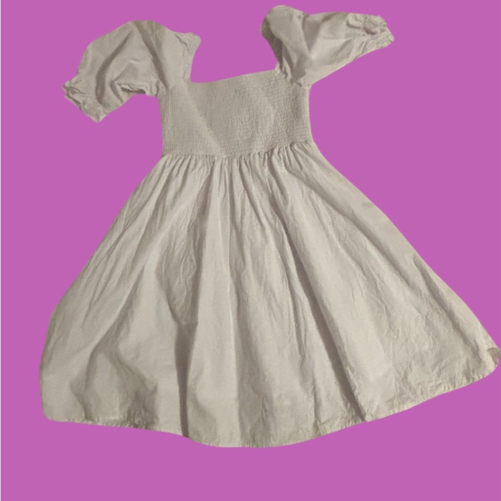 white puff mini dress